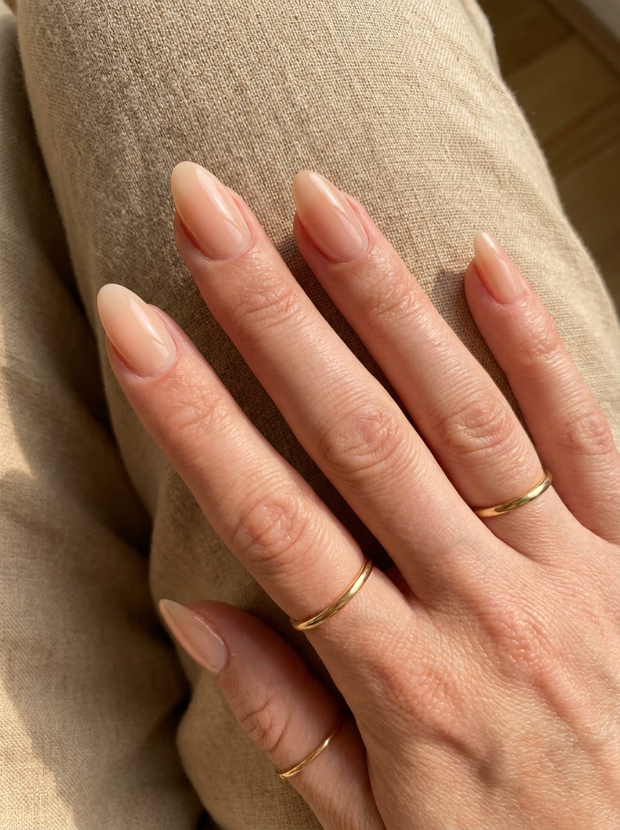 Milky Peach Nails als Milky Nails Inspiration 2026